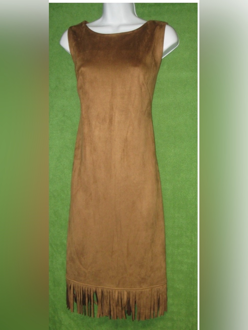 NWT Suede Fringe Midi Dress in Cognac
